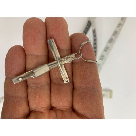 None Jewelry - VTG Christian Crucifix Pendant Chain Necklace 24" Sterling Silver Italy 6108